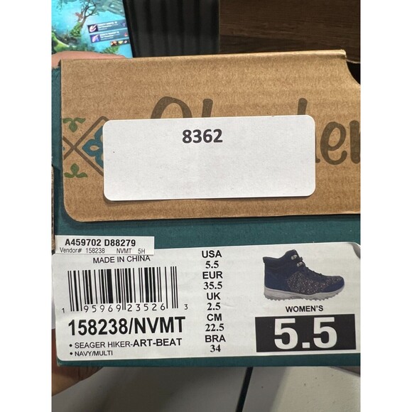 Skechers Seager Knit Lace-Up Water Repellent Hiker Boots Art Beat Navy 5.5M New - Picture 9 of 9